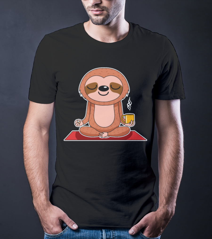 Yoga Sloth Funny Zen Meditation With Coffee T-Shirt