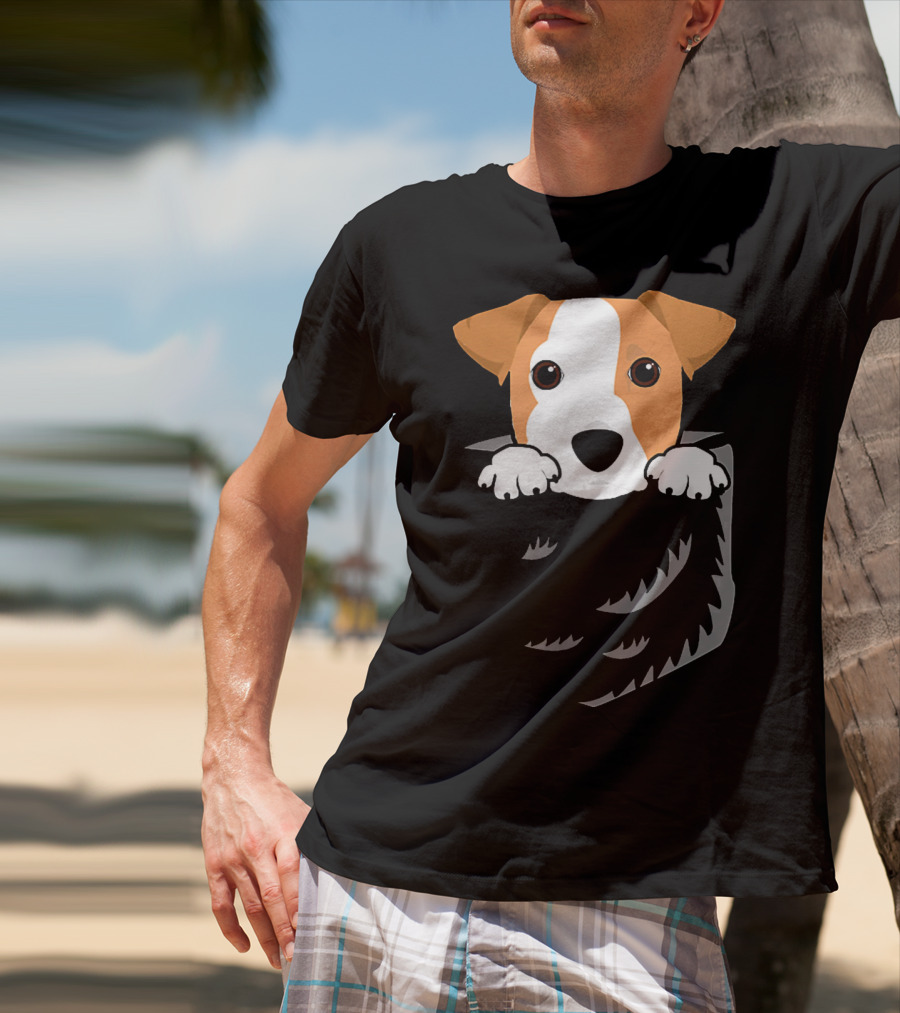 Adorable Jack Russell Terrier In Pocket Looking Out T-Shirt