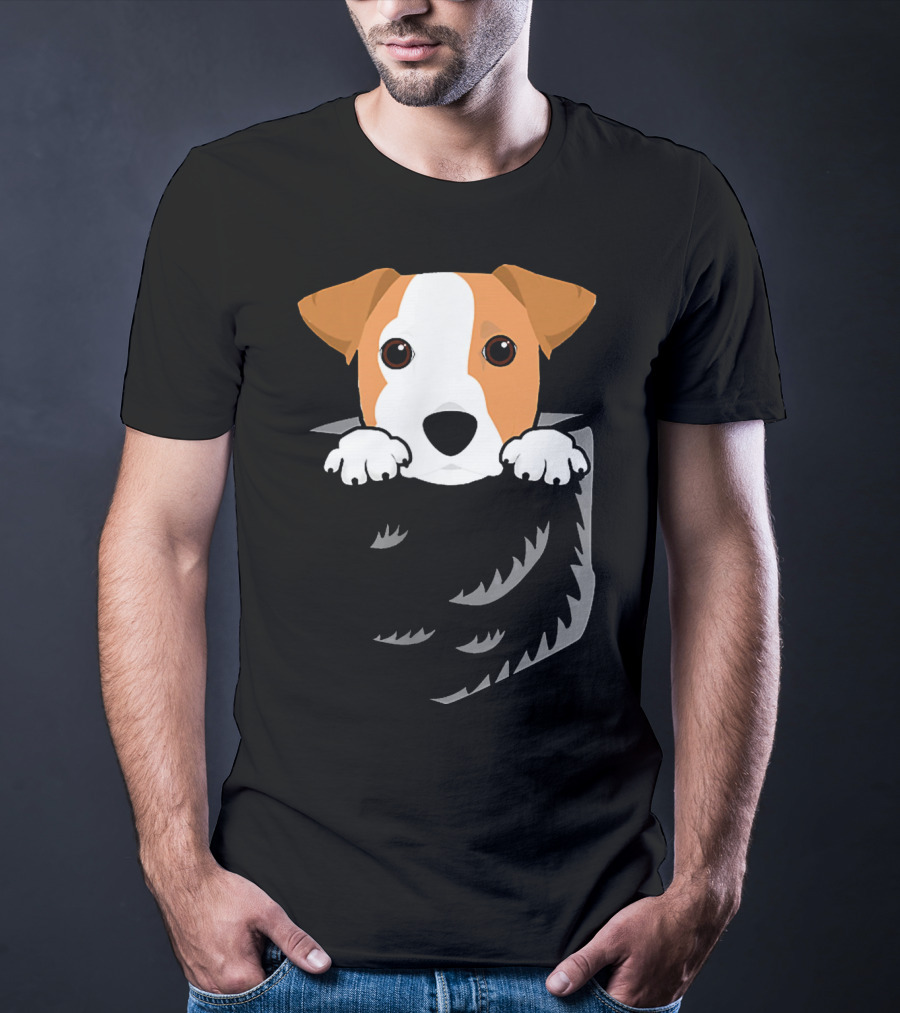 Adorable Jack Russell Terrier In Pocket Looking Out T-Shirt