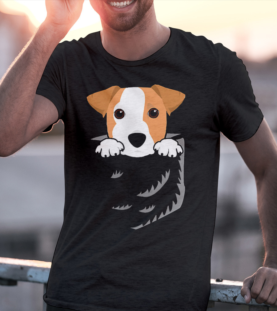 Adorable Jack Russell Terrier In Pocket Looking Out T-Shirt