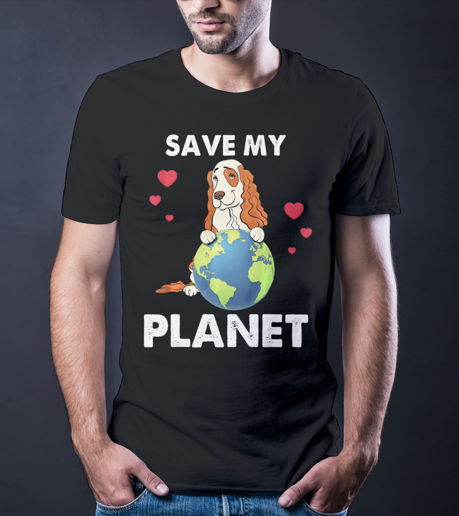 Save My Planet American Cocker Spaniel Dog Love Earth T-Shirt