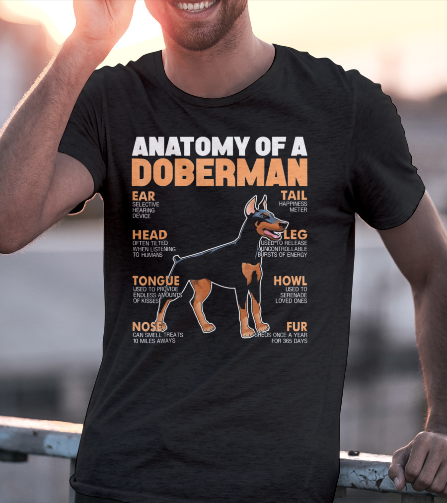 Anatomy Of A Doberman Ear Head Tongue Nose Tail Leg Howl Fur T-Shirt