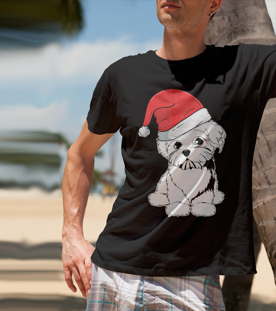 Best Christmas Maltese Santa Hat T-Shirt