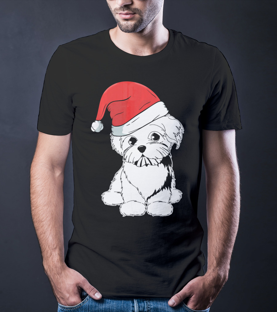 Best Christmas Maltese Santa Hat T-Shirt
