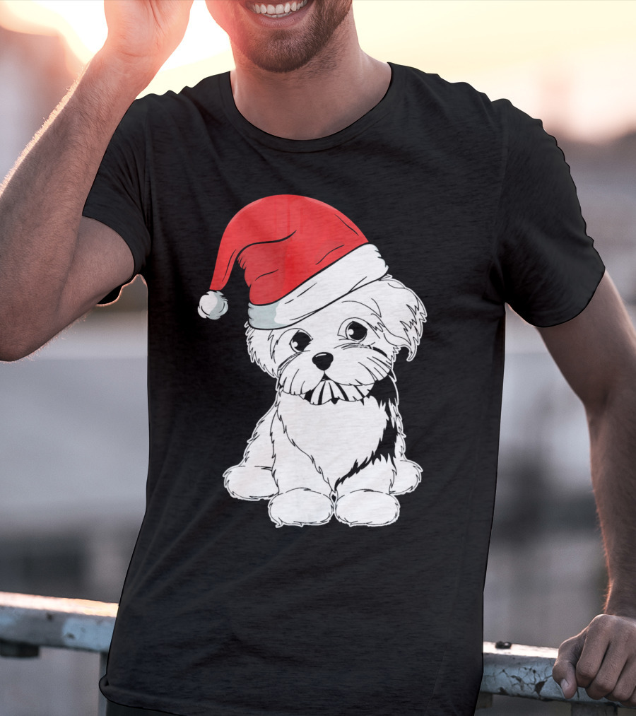 Best Christmas Maltese Santa Hat T-Shirt