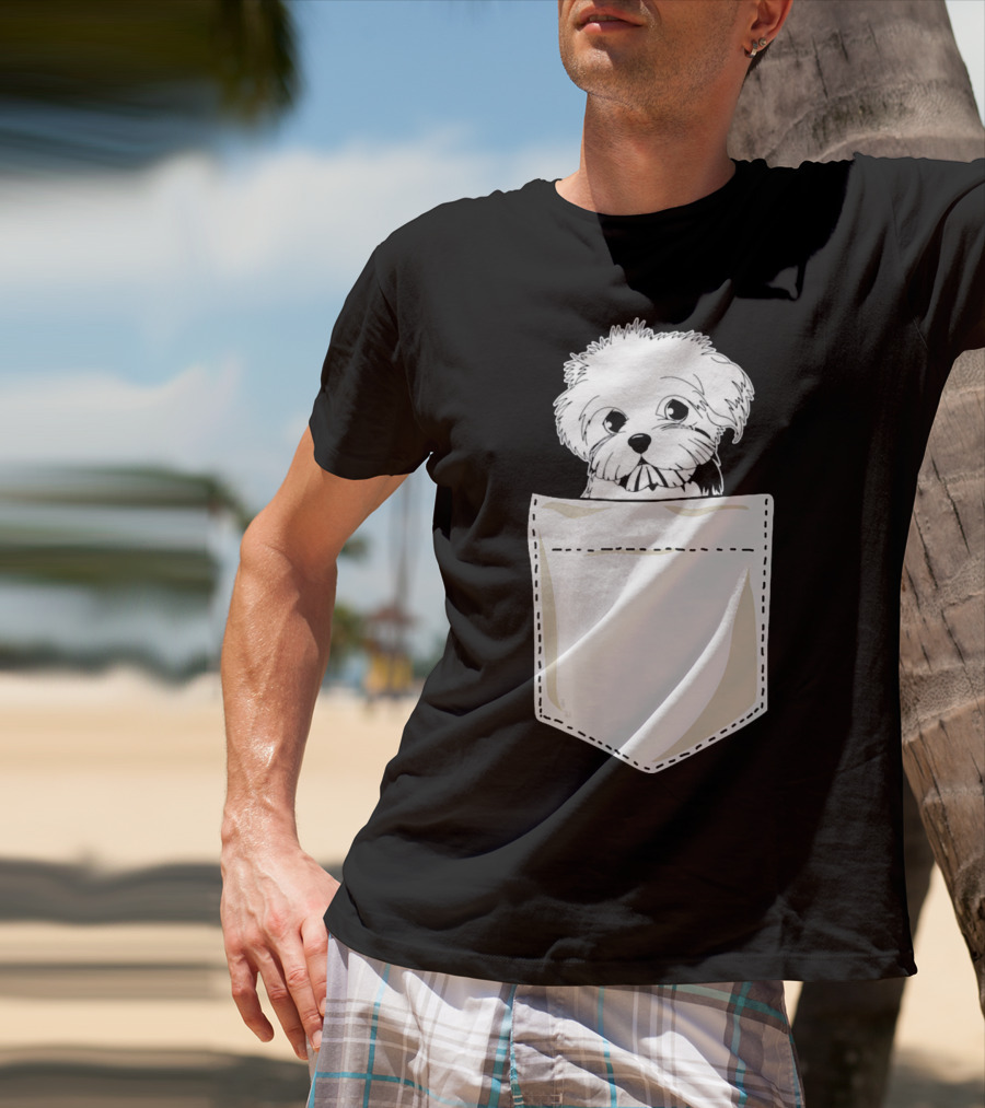 Best For Christmas Maltese Dog In Pocket T-Shirt