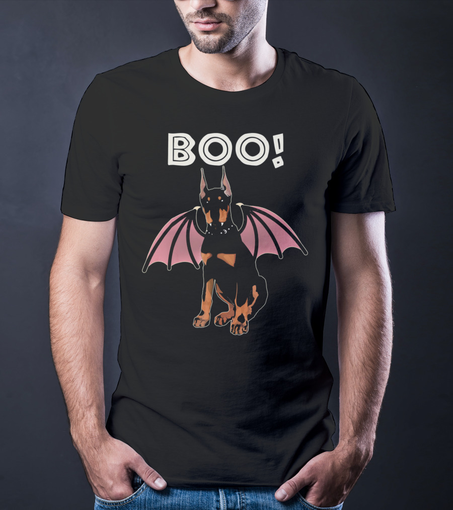 BOO Doberman With Bat Wings T-Shirt