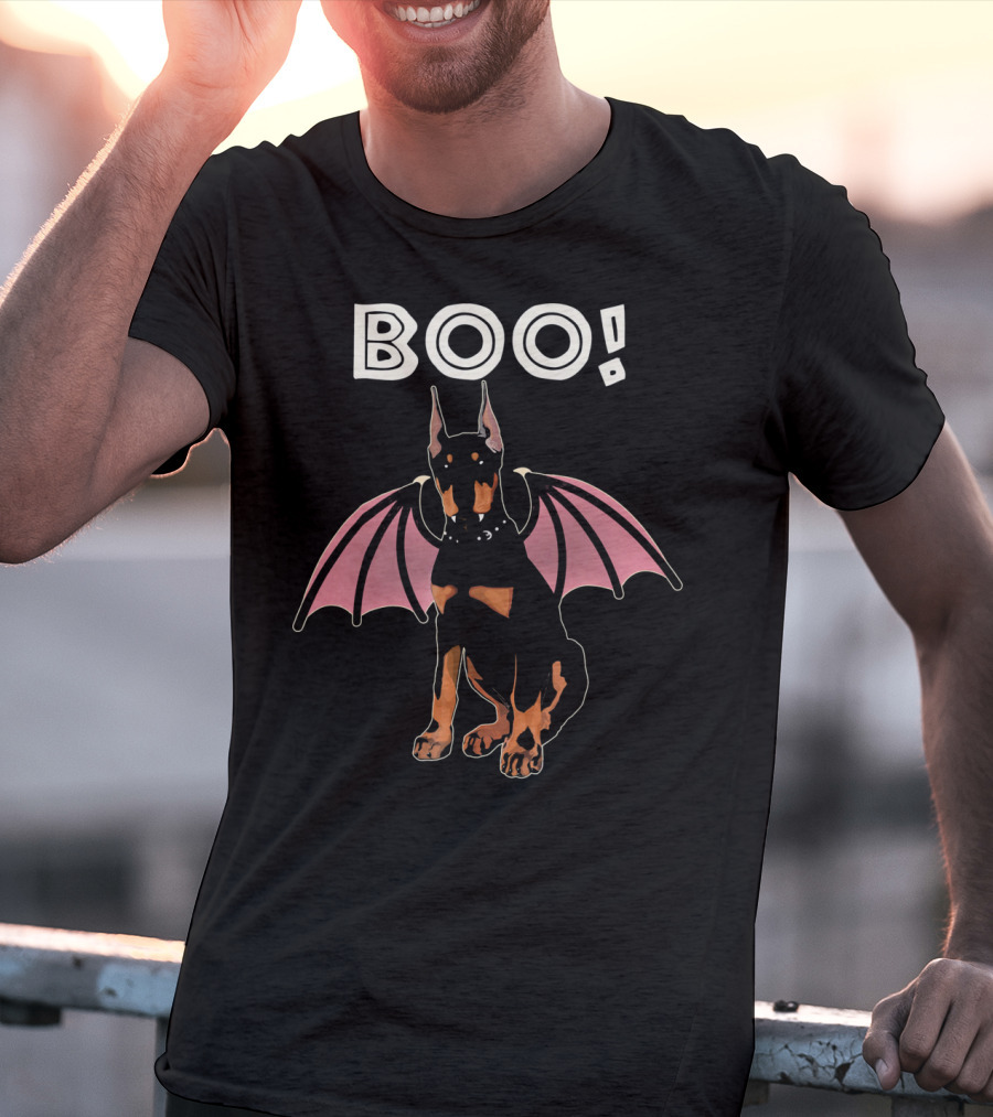 BOO Doberman With Bat Wings T-Shirt