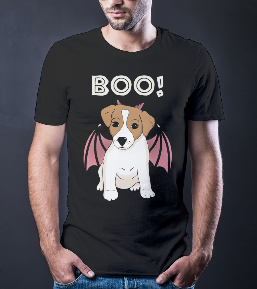 BOO Jack Russell Terrier With Bat Wings T-Shirt
