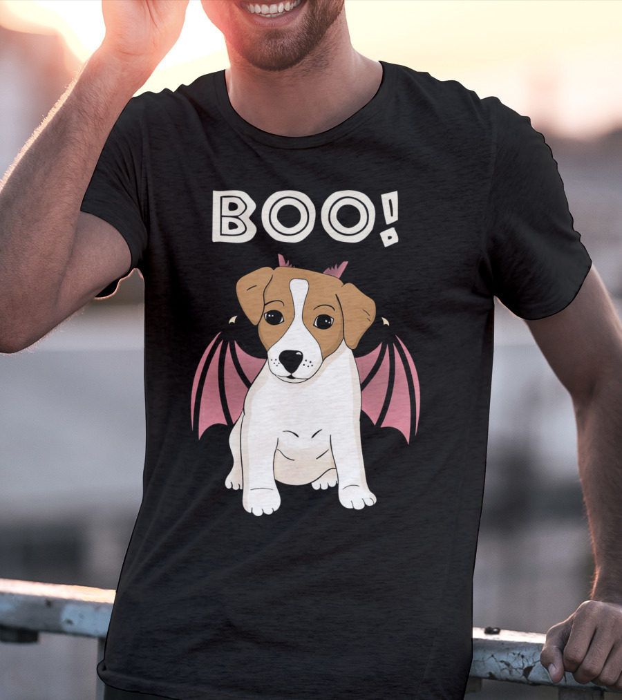 BOO Jack Russell Terrier With Bat Wings T-Shirt