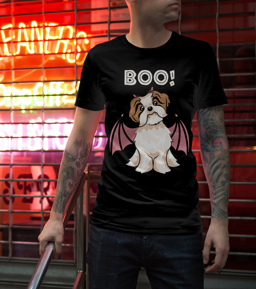 BOO Shih Tzu With Bat Wings T-Shirt