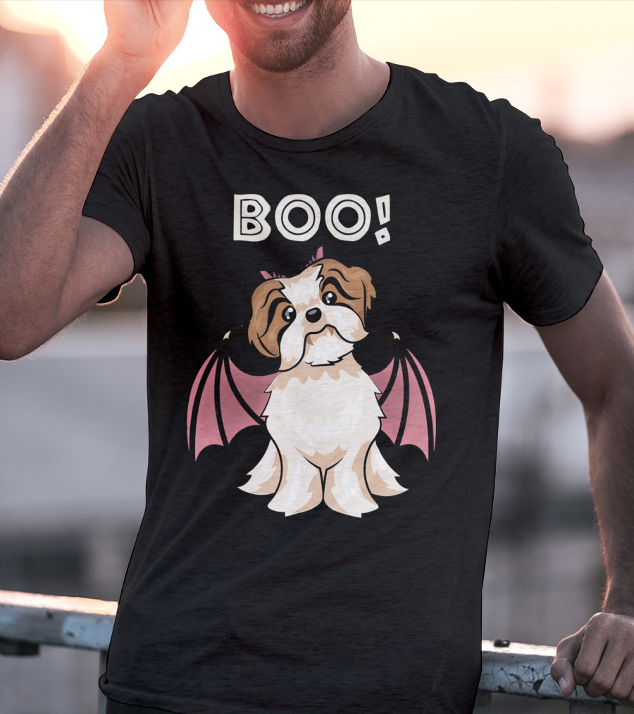BOO Shih Tzu With Bat Wings T-Shirt