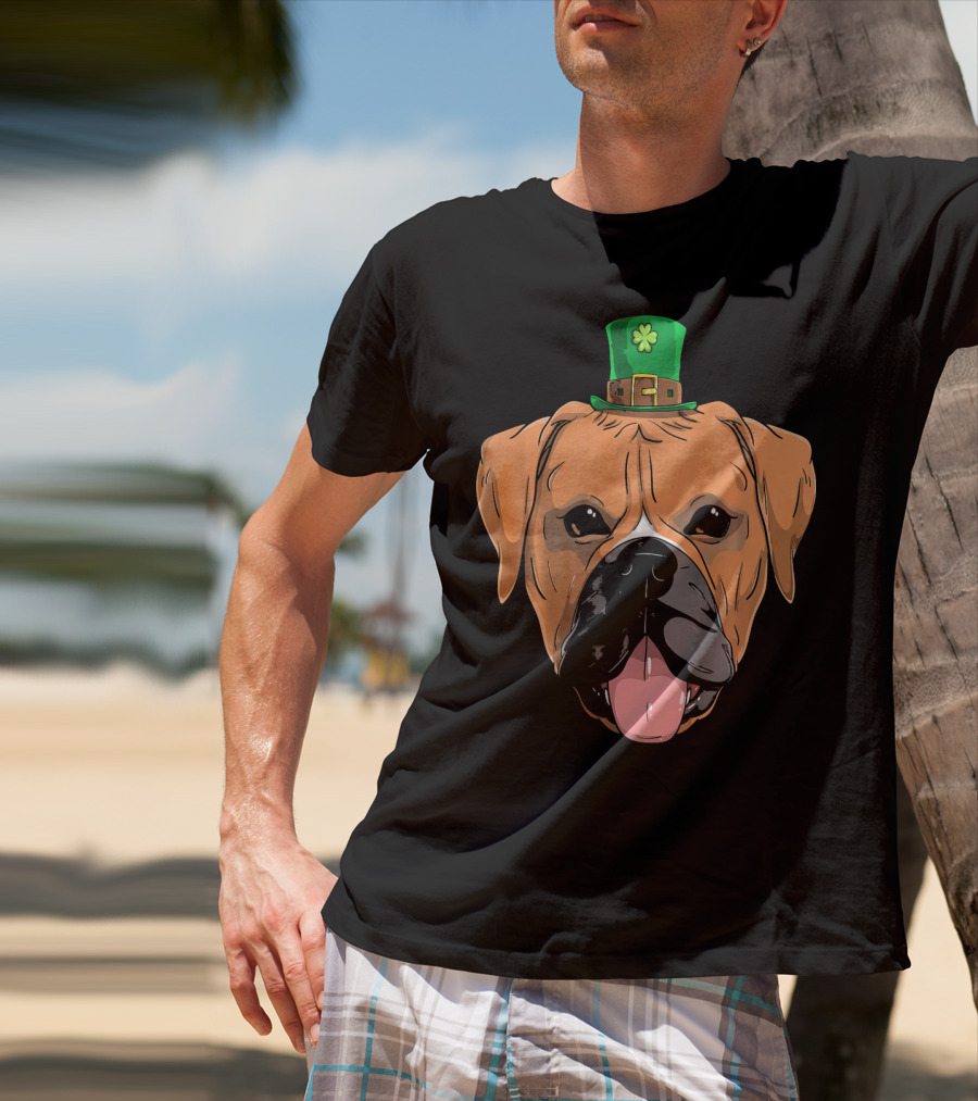Boxer Dog St Patricks Day Leprechaun Puppy With Hat T-Shirt