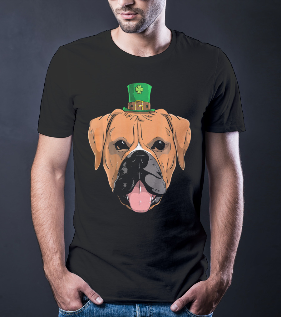 Boxer Dog St Patricks Day Leprechaun Puppy With Hat T-Shirt