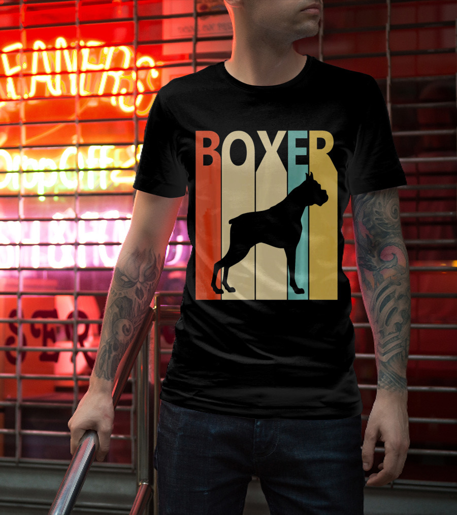 Boxer Retro Style Silhouette For Dog Dad Or T-Shirt