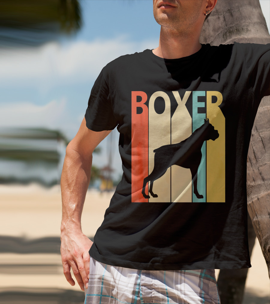 Boxer Retro Style Silhouette For Dog Dad Or T-Shirt