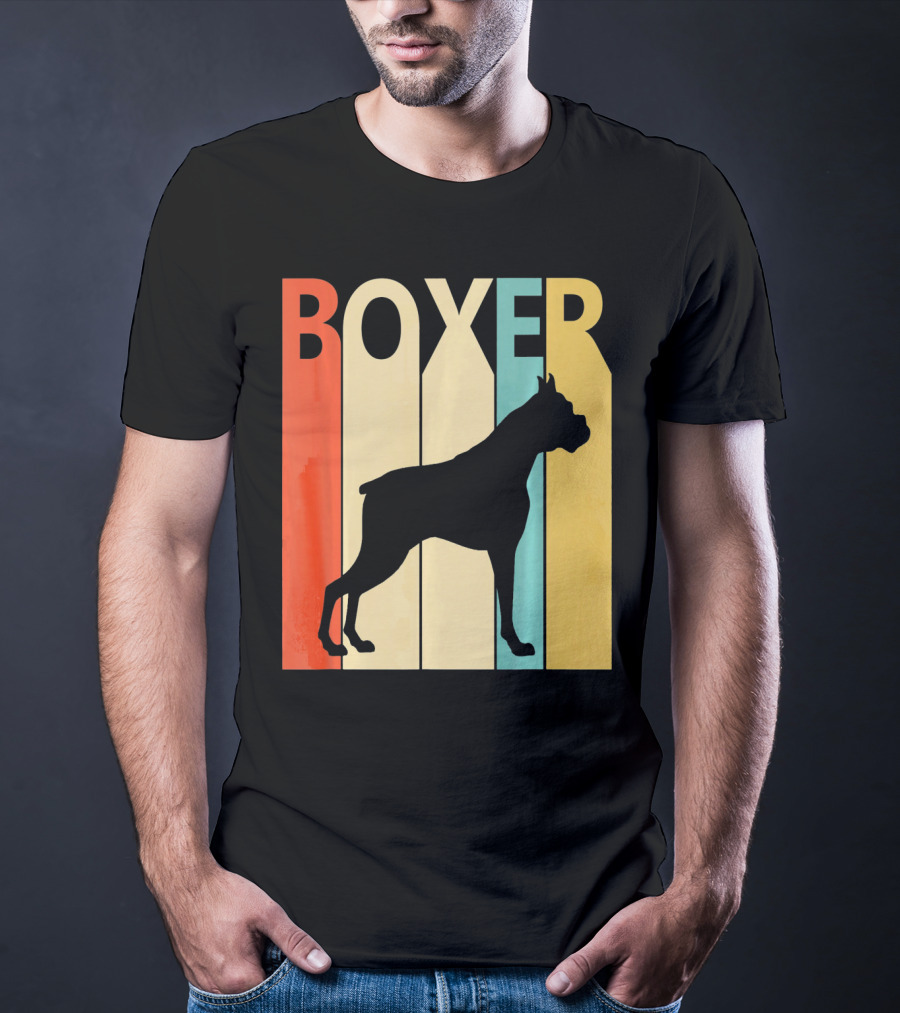 Boxer Retro Style Silhouette For Dog Dad Or T-Shirt
