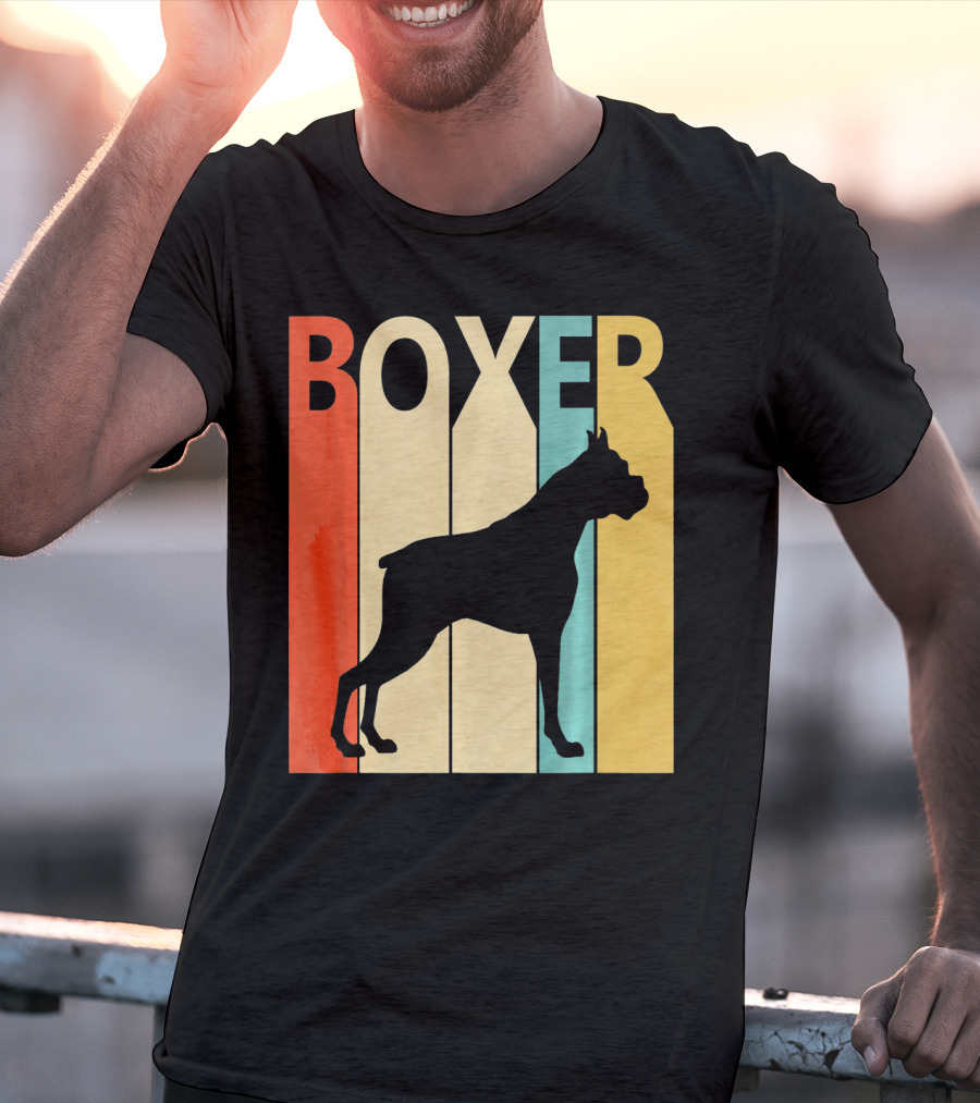Boxer Retro Style Silhouette For Dog Dad Or T-Shirt