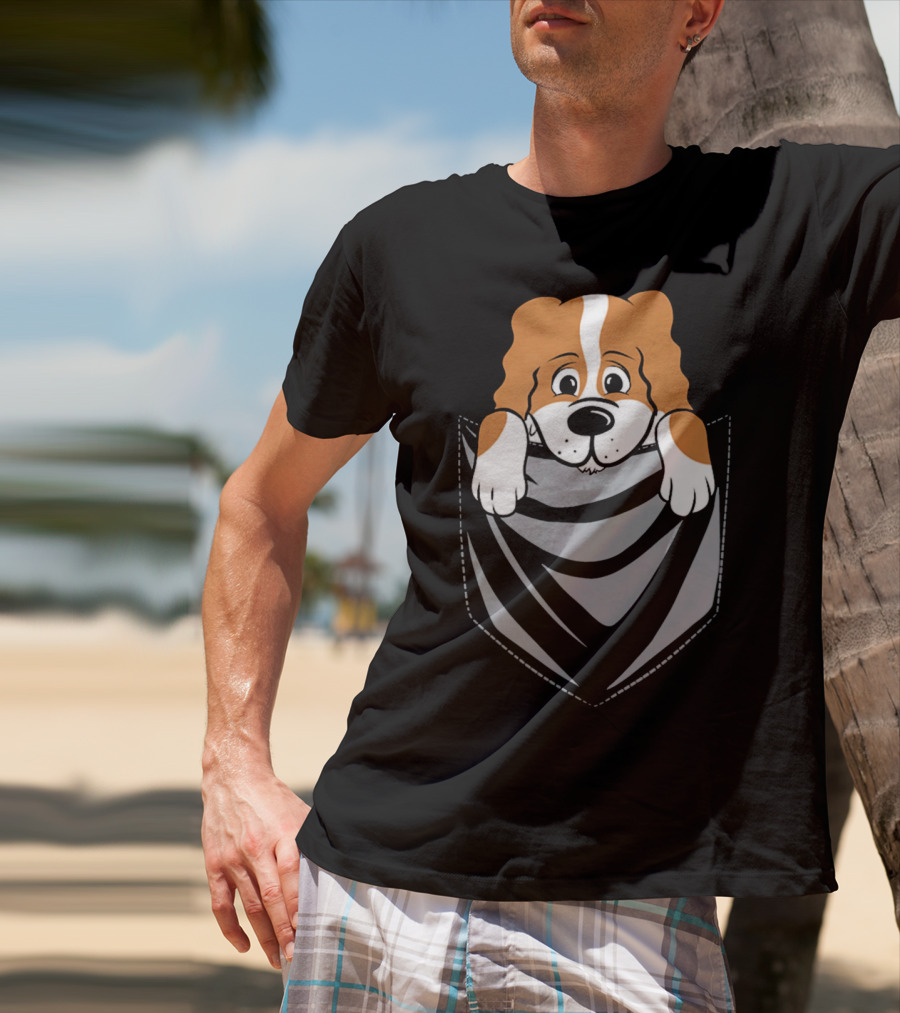 Cavalier King Charles Spaniel Cartoon Pocket Pup T-Shirt