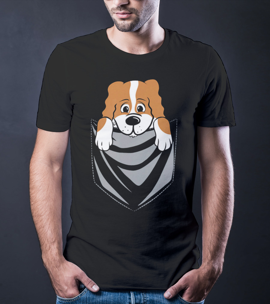 Cavalier King Charles Spaniel Cartoon Pocket Pup T-Shirt