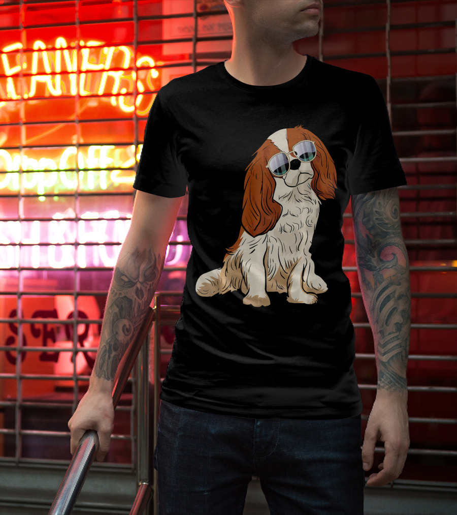 Cavalier King Charles Spaniel Dog With Sunglasses T-Shirt