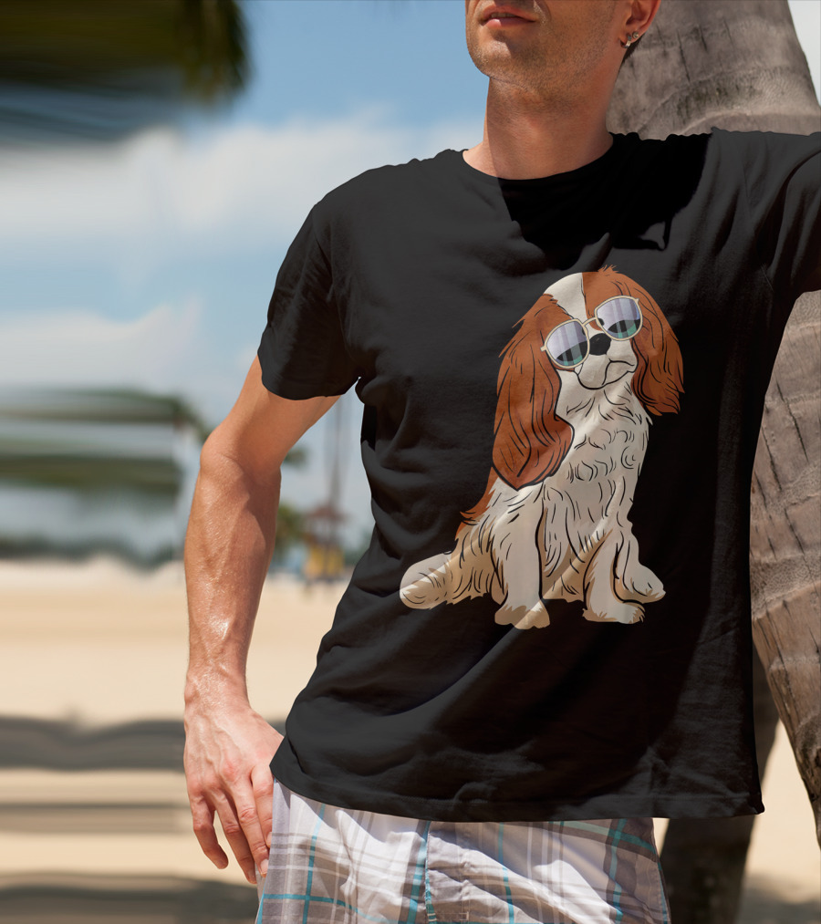 Cavalier King Charles Spaniel Dog With Sunglasses T-Shirt