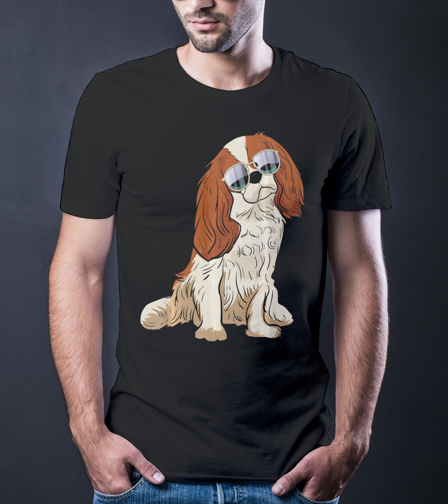 Cavalier King Charles Spaniel Dog With Sunglasses T-Shirt