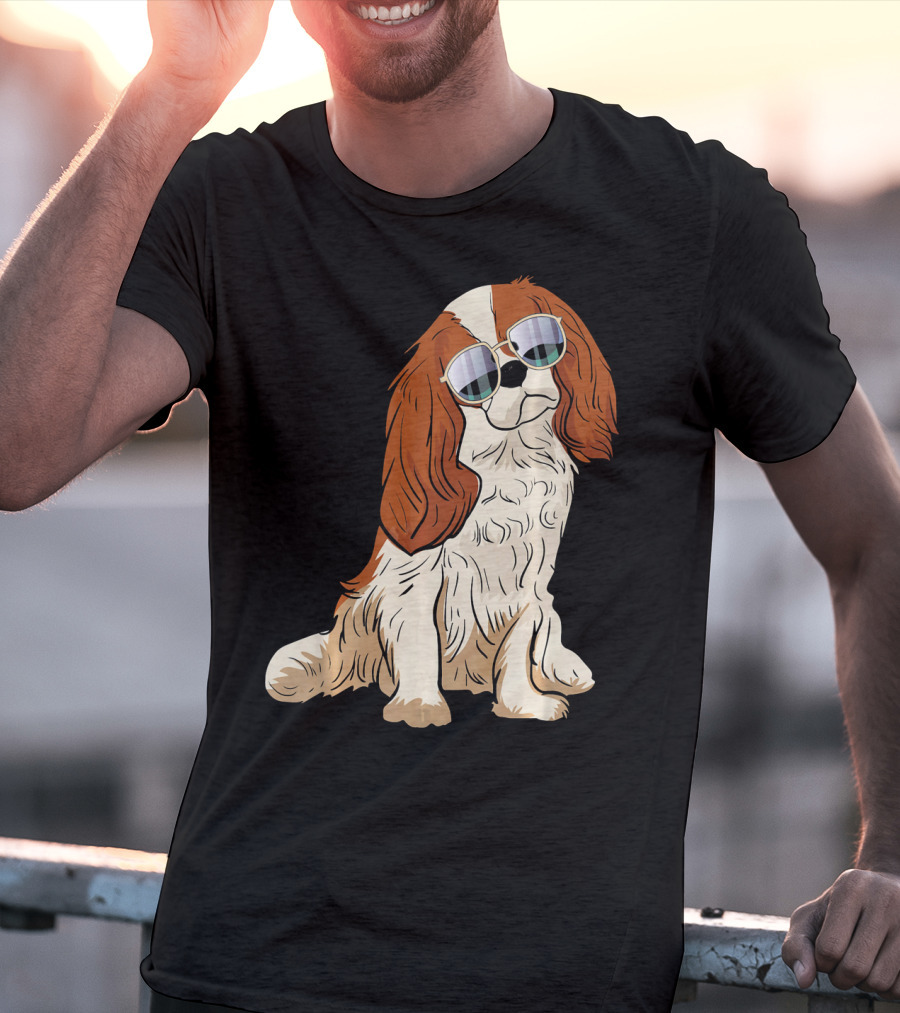 Cavalier King Charles Spaniel Dog With Sunglasses T-Shirt