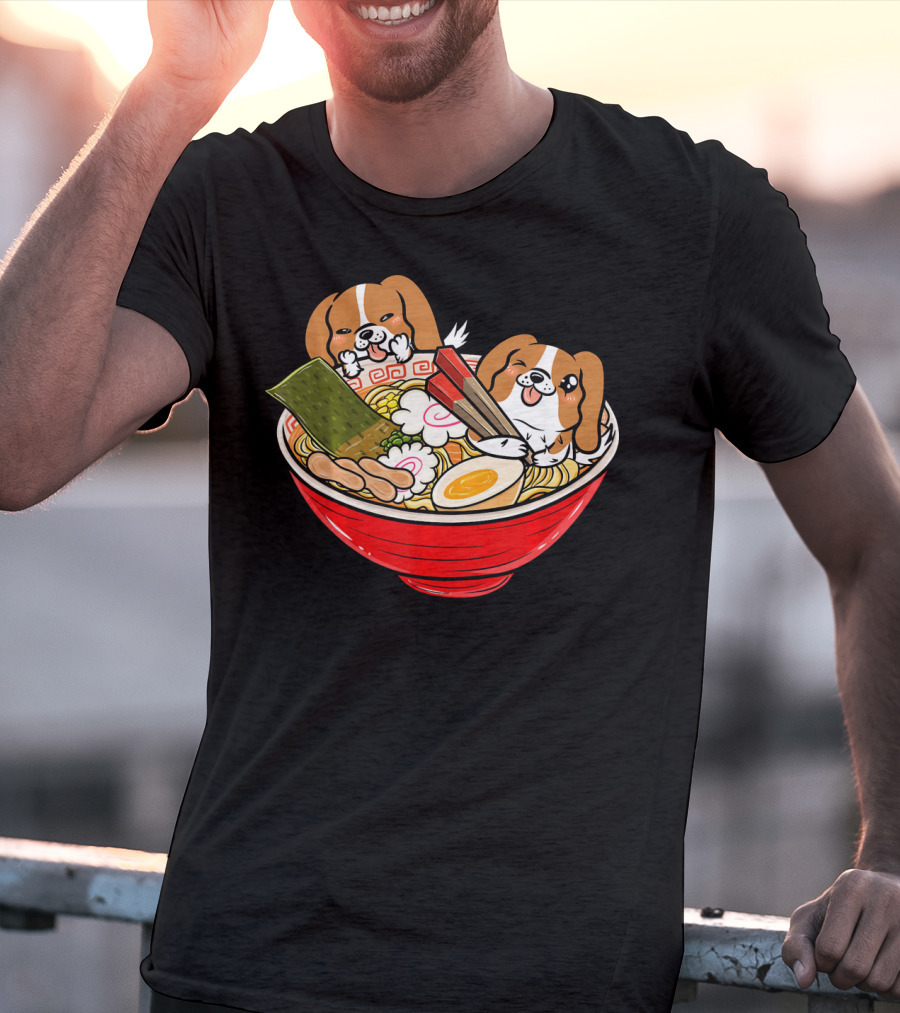 Cavalier King Charles Spaniel Kawaii Japanese Ramen Bowl T-Shirt