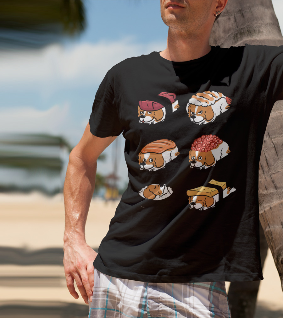 Cavalier King Charles Spaniel Nigiri Sushi Roll Variations T-Shirt