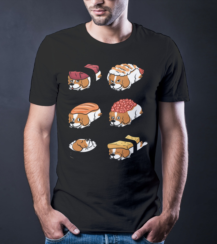 Cavalier King Charles Spaniel Nigiri Sushi Roll Variations T-Shirt