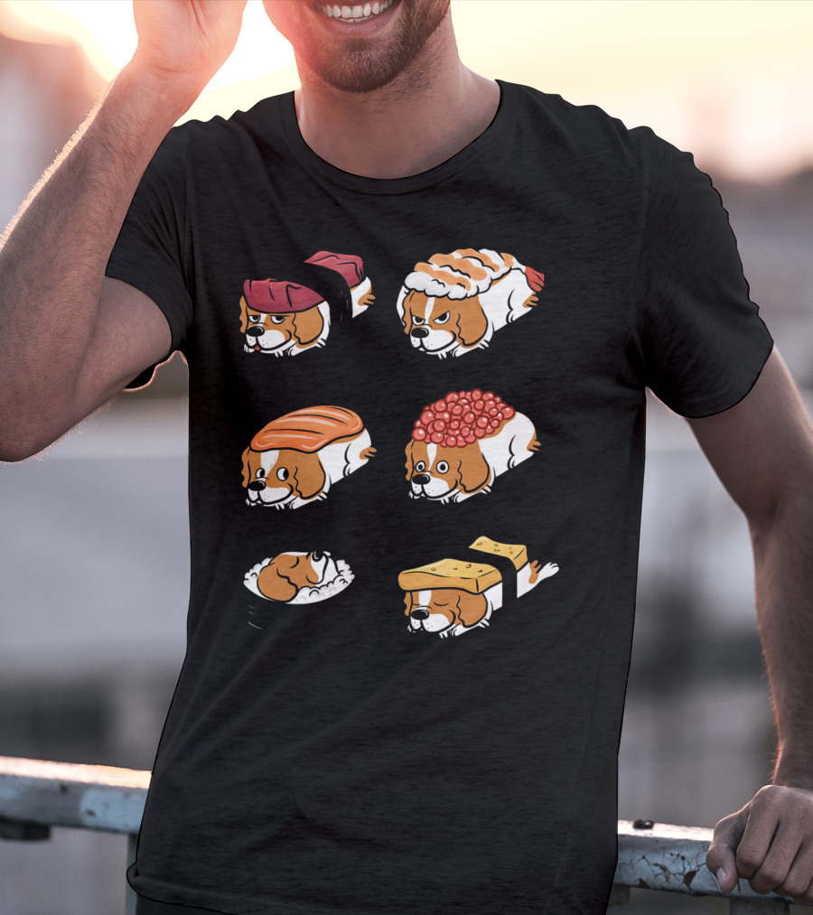 Cavalier King Charles Spaniel Nigiri Sushi Roll Variations T-Shirt