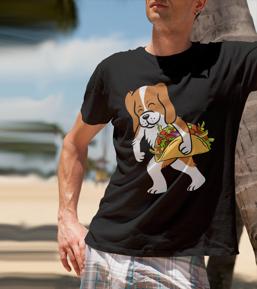 Cavalier King Charles Spaniel Carrying Taco With Vegetables T-Shirt