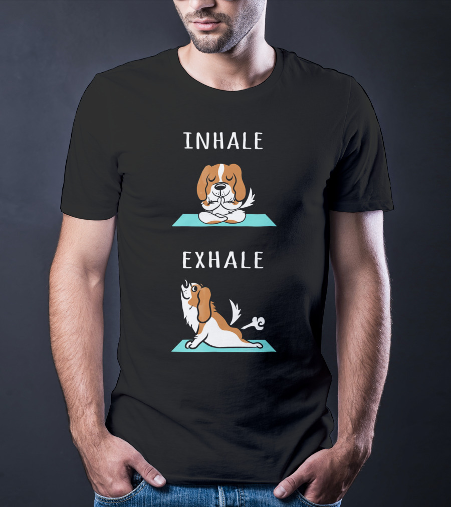 Cavalier King Charles Spaniel Inhale Exhale Yoga Mat T-Shirt
