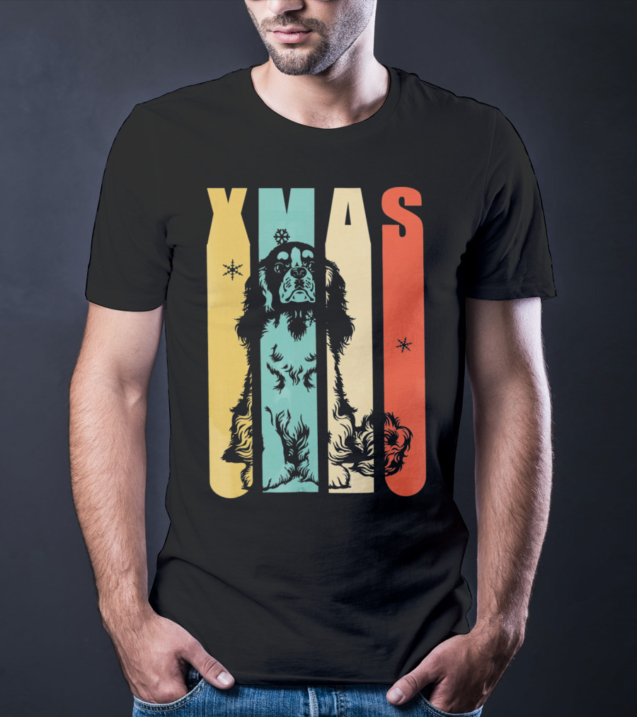 Xmas Cavalier King Dog Vintage T-Shirt