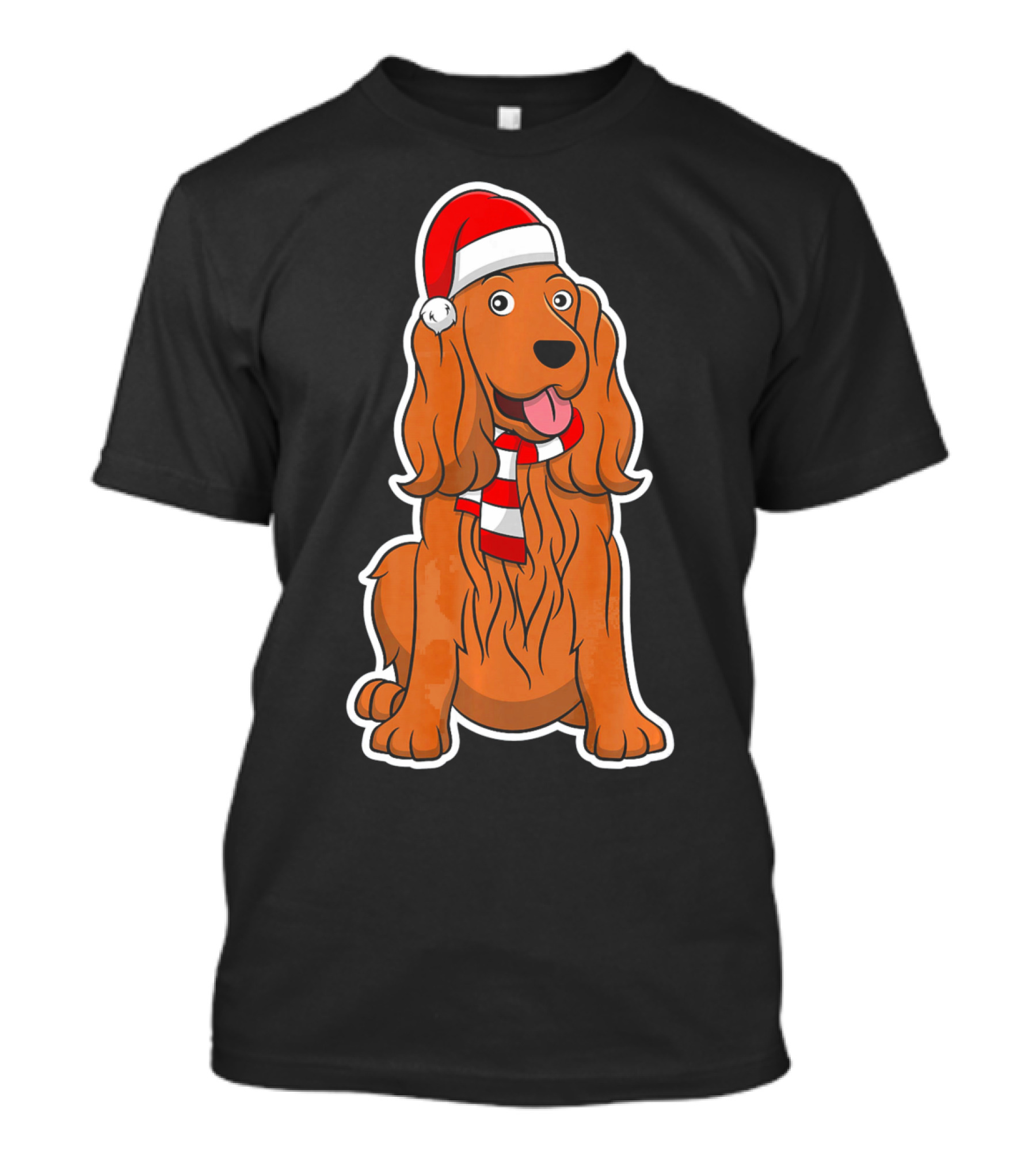 Cocker Spaniel Dog Puppy With Christmas Santa Hat And Scarf T-Shirt