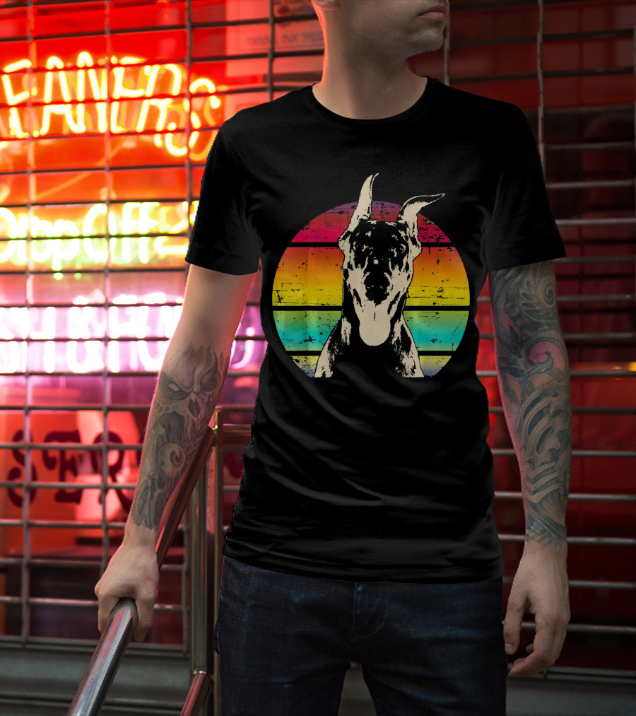 Retro Sunset Doberman Pinscher T-Shirt