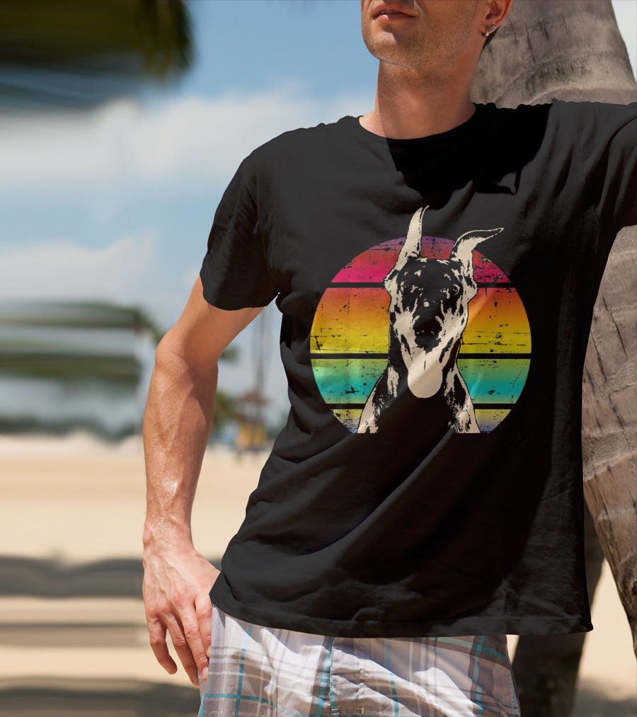 Retro Sunset Doberman Pinscher T-Shirt