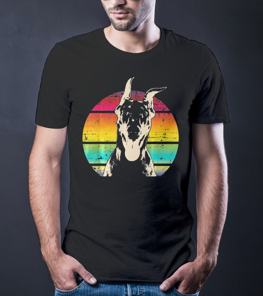 Retro Sunset Doberman Pinscher T-Shirt