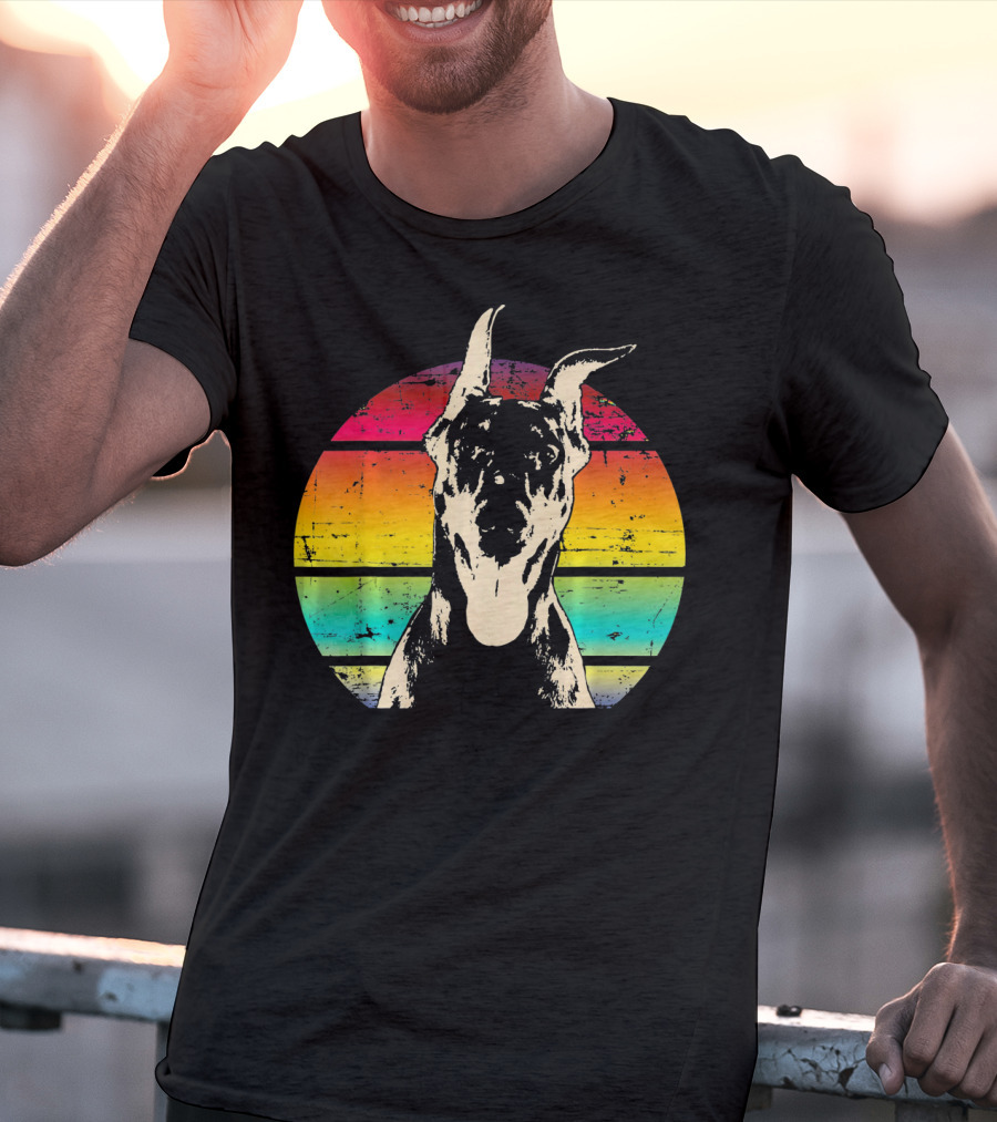 Retro Sunset Doberman Pinscher T-Shirt
