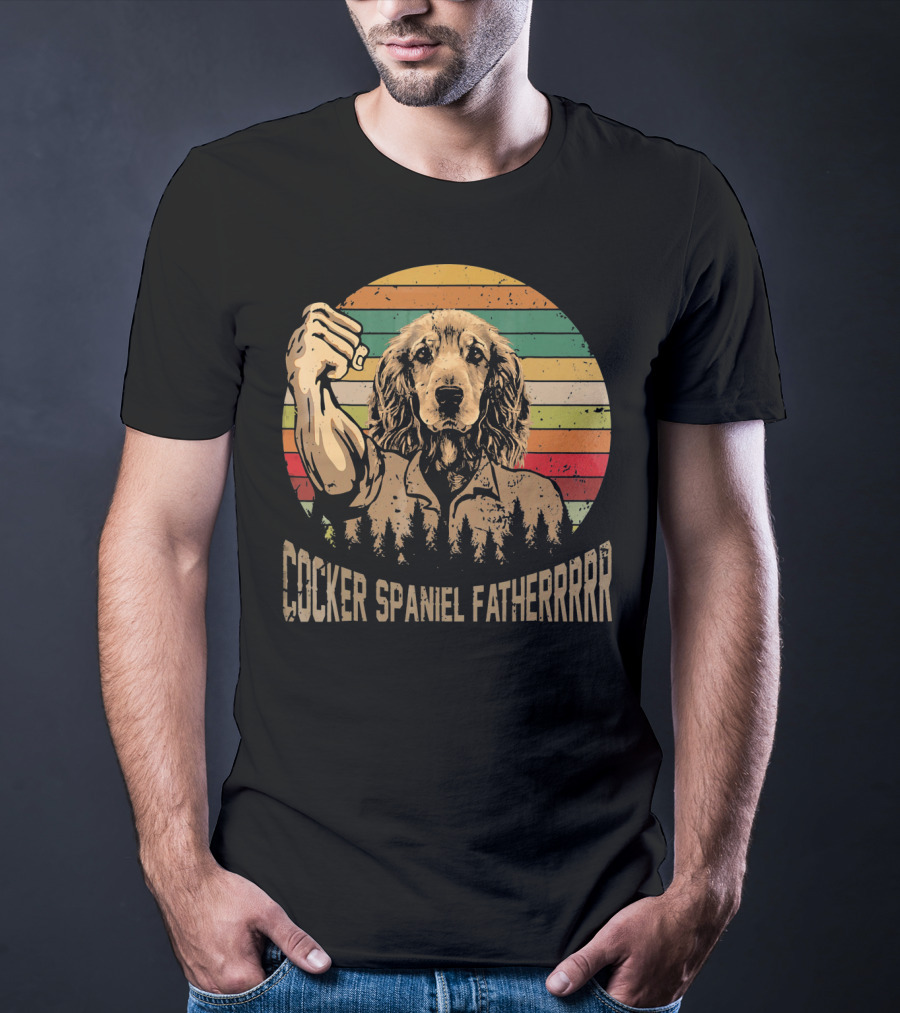 Cocker Spaniel Fatherrrr Retro Dog T-Shirt
