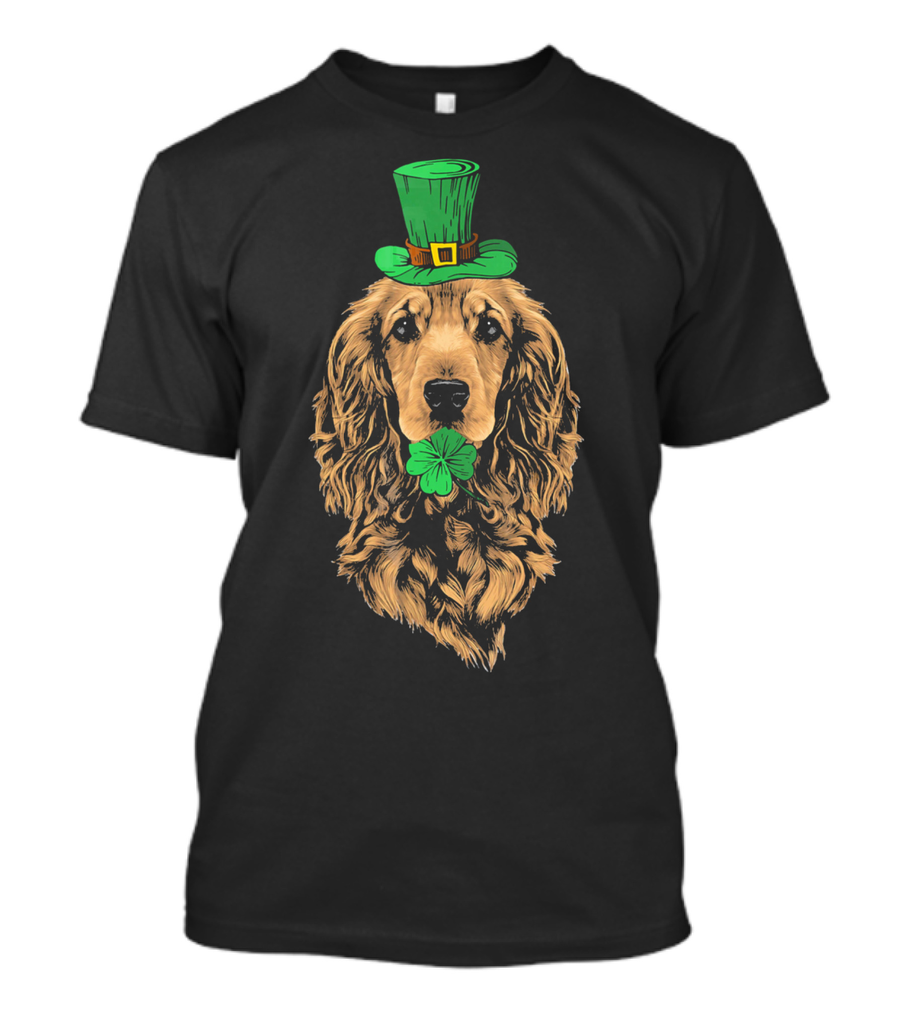 Cocker Spaniel With Leprechaun Hat And Shamrock Irish St Patrick's Day T-Shirt