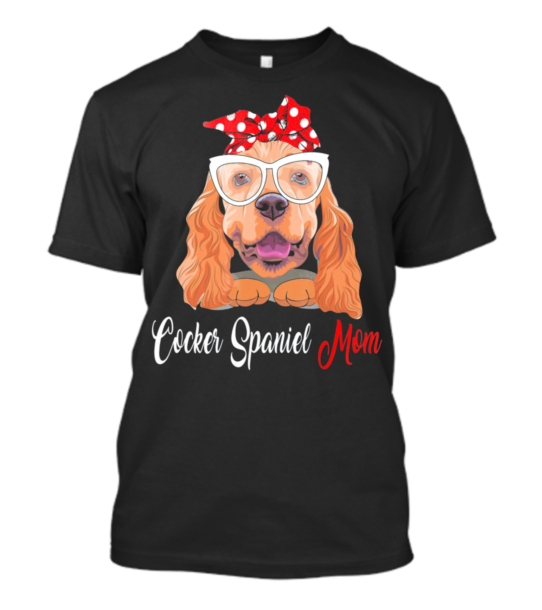 Cocker Spaniel Mom With Polka Dot Bandana And Glasses T-Shirt