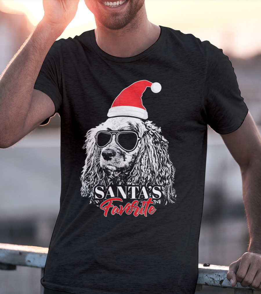 Cocker Spaniel Santa's Favorite Christmas Hat Sunglasses T-Shirt