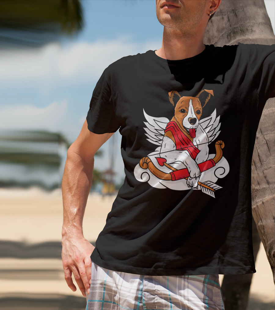 Cupid Jack Russell Terrier With Bow And Arrow For Dog Lovers T-Shirt