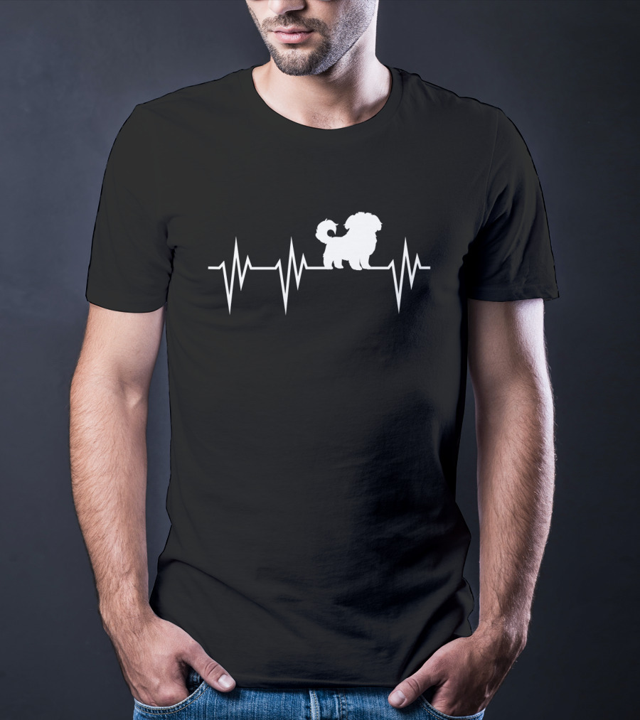 Cute Maltese Dog Heartbeat Pulse Maltese Dog T-Shirt
