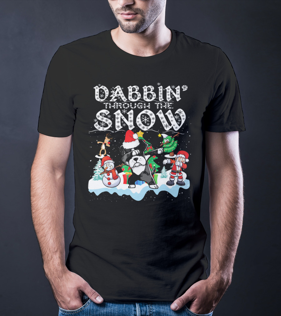 Dabbin' Through The Snow Rottweiler Christmas Santa Snowman Reindeer T-Shirt