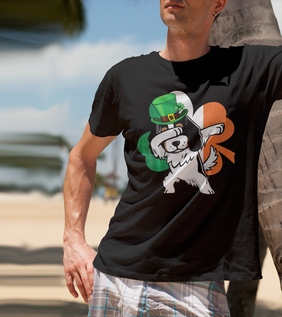 Cavalier King Charles Spaniel Dabbing Irish Clover St Patricks Day T-Shirt