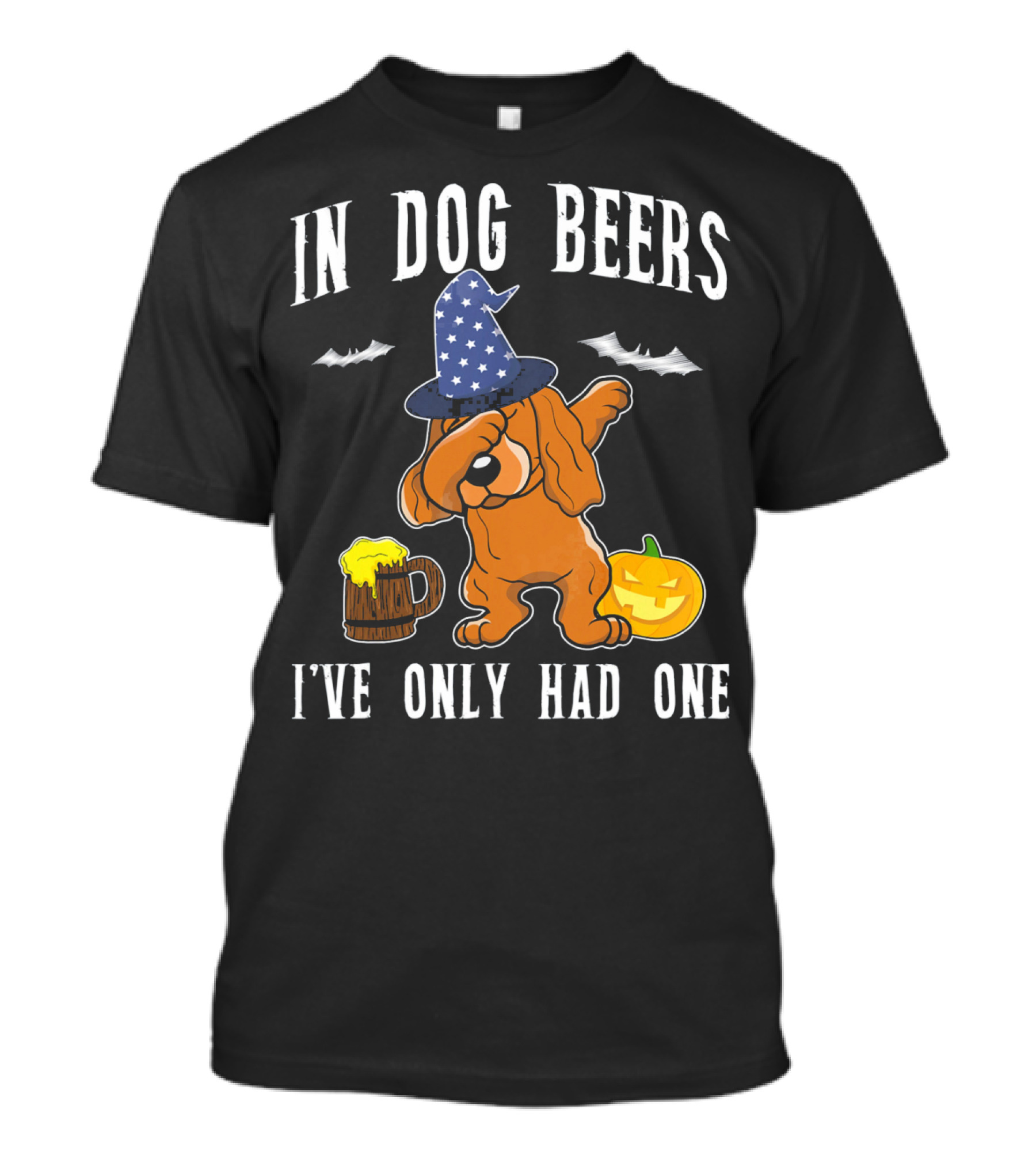 In Dog Beers Halloween Cocker Spaniel Dabbing With Pumpkin And Beer T-Shirt