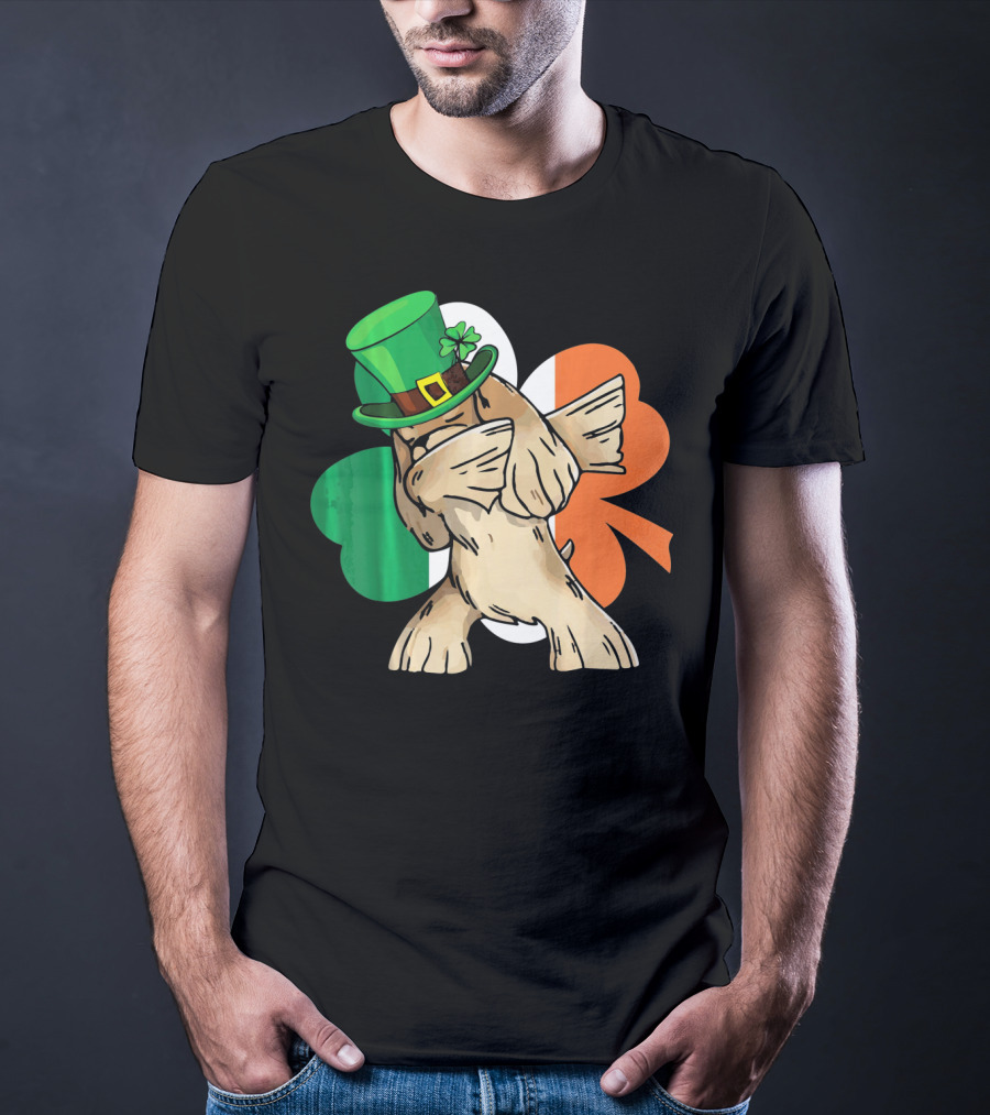 Dabbing Cocker Spaniel Irish Flag Shamrock St. Patrick's Day T-Shirt